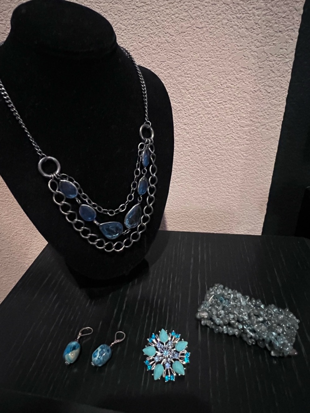 Blue Multi-Stone Statement Necklace set
